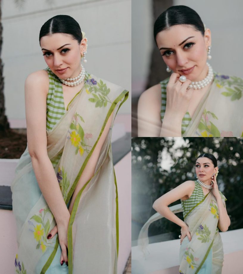 Classic Beauty: Hansika Motwani Radiates Ethnic Glamour In A Multi-Colored Organza Saree 885885