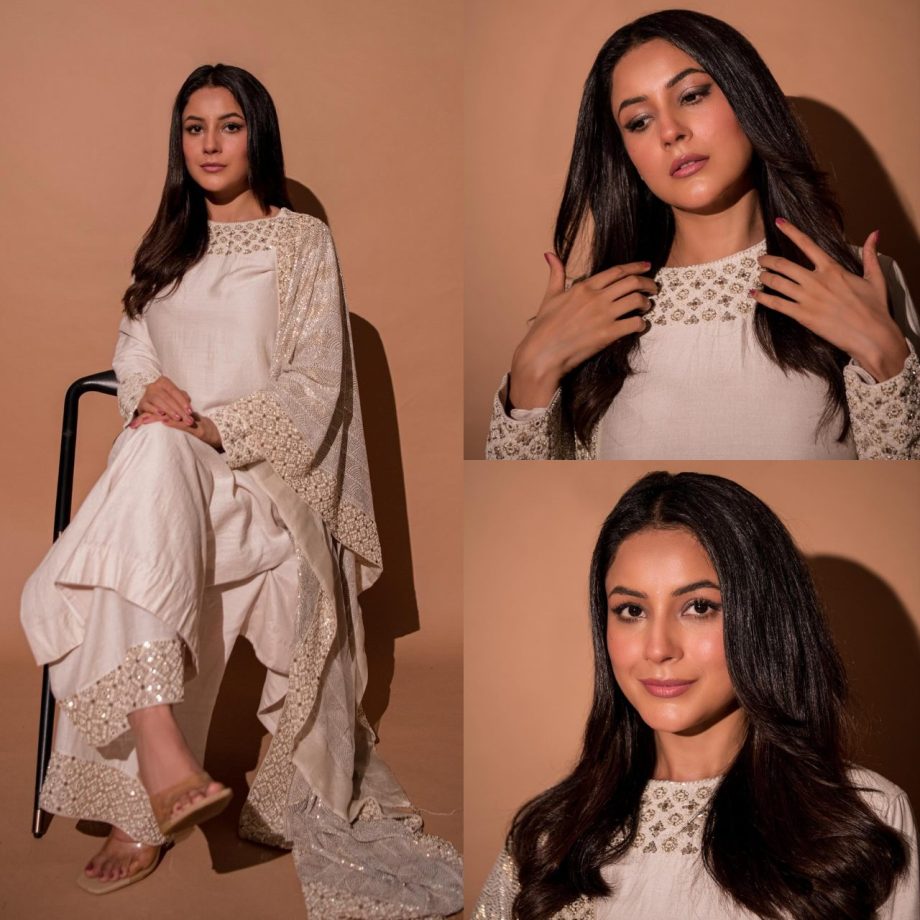 Classic Charm: Shehnaaz Gill Shows Her Ethnic Elegance In An Ivory Salwar Suit 889250