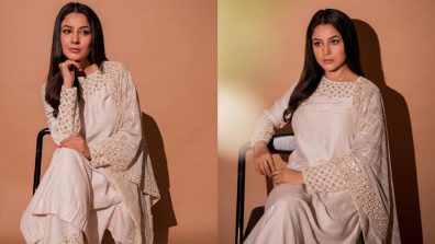 Classic Charm: Shehnaaz Gill Shows Her Ethnic Elegance In An Ivory Salwar Suit