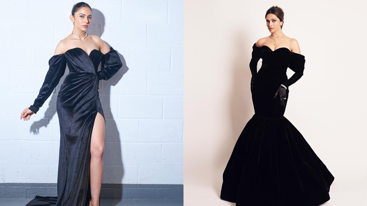 Deepika Padukone Or Rakul Preet Singh: Whose Off-shoulder Butterfly Neckline Gown Is Steal-worthy? 888167