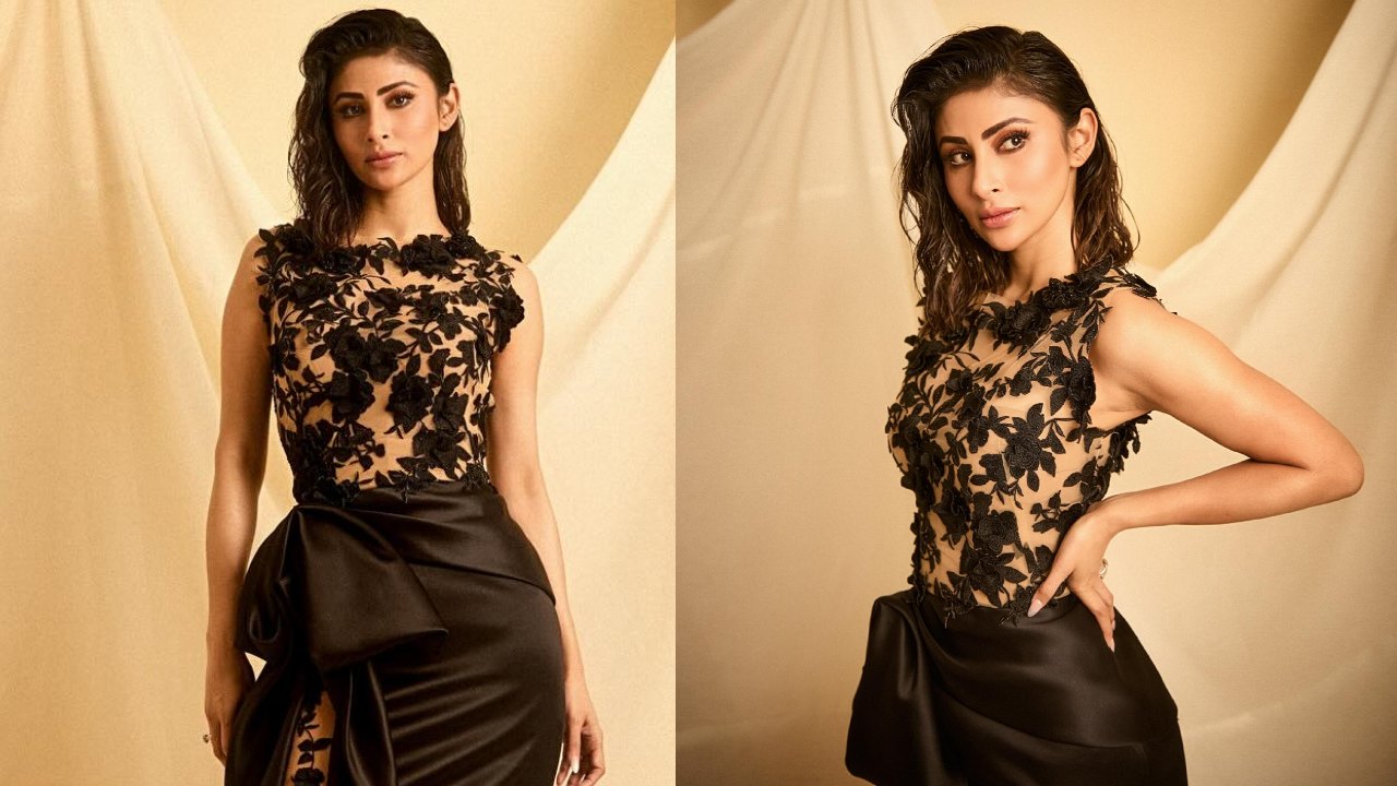 Elevate Your Wardrobe With Mouni Roy's On-Trend Beige And Black Maxi Dress 888878
