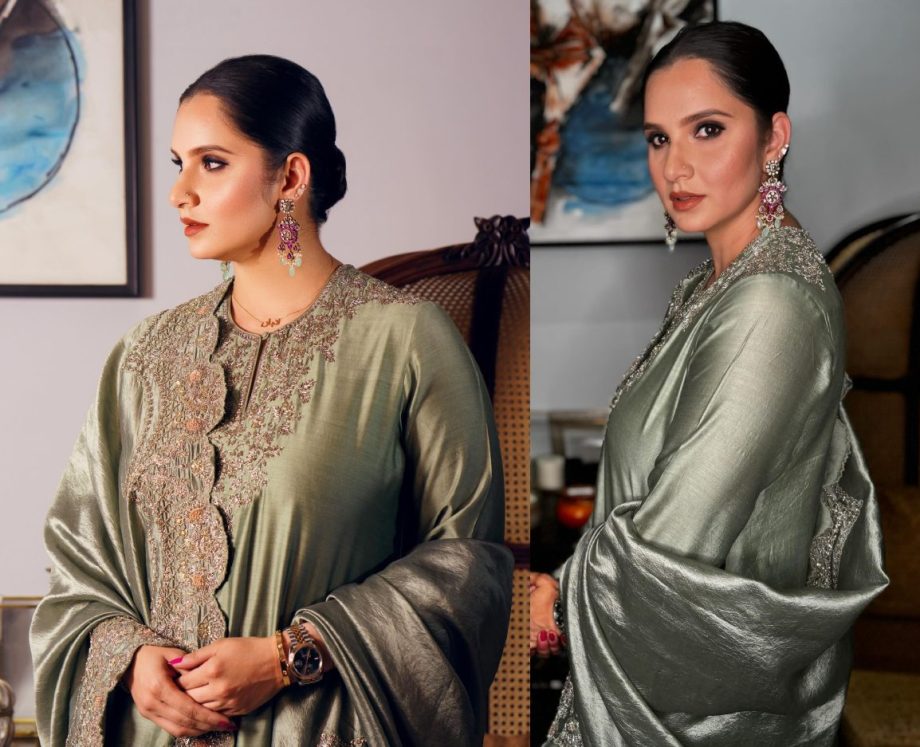 Ethereal Beauty: Sania Mirza Flaunts Flawless Style In An Olive Green Kurta Set; See Pics 886161