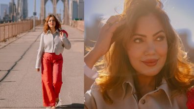 Fashion Forward: Munmun Dutta Stepping Out In Style In A Grey And Red Blazer Set