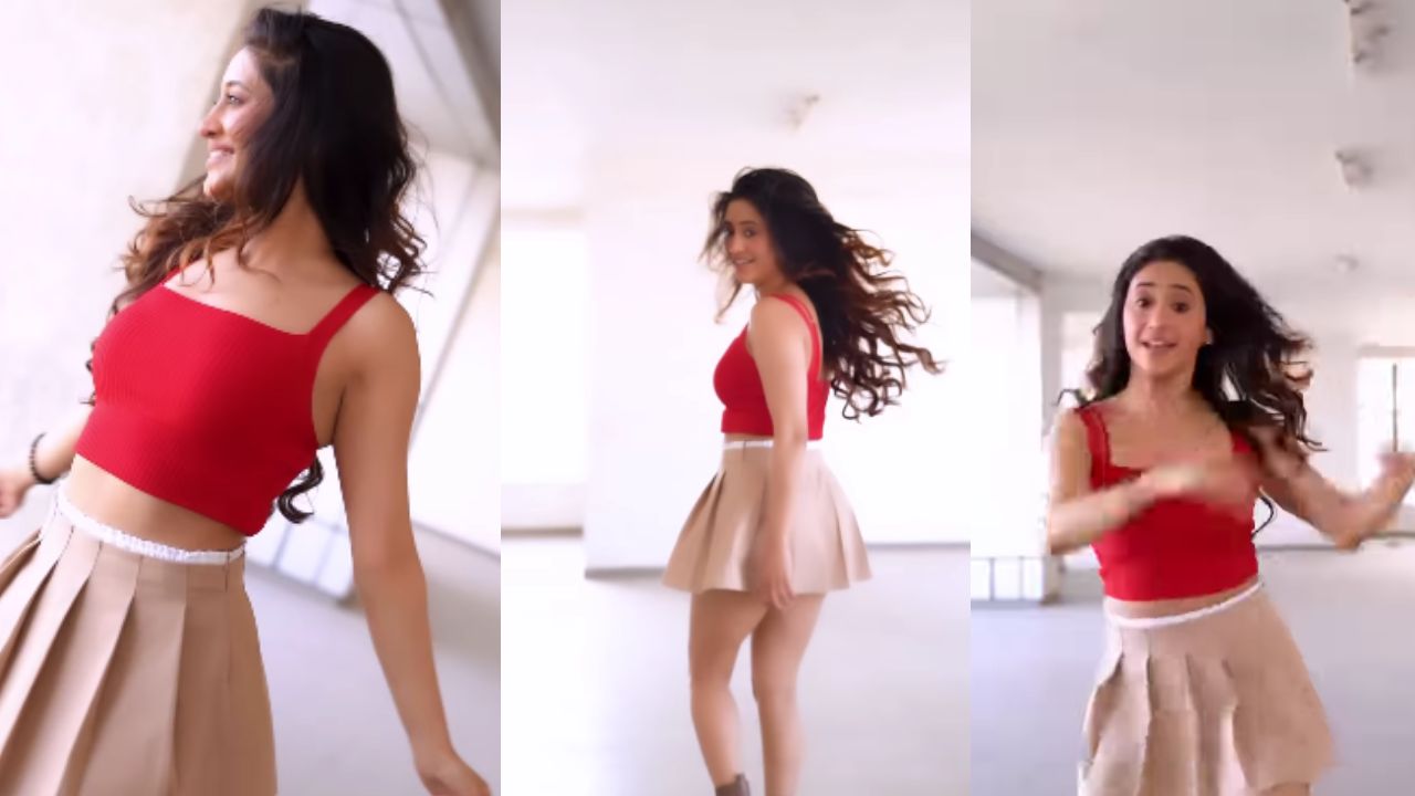 Feel The Beat: Shivangi Joshi Rocks In Red Crop Top And Beige Skirt As She Grooves To 