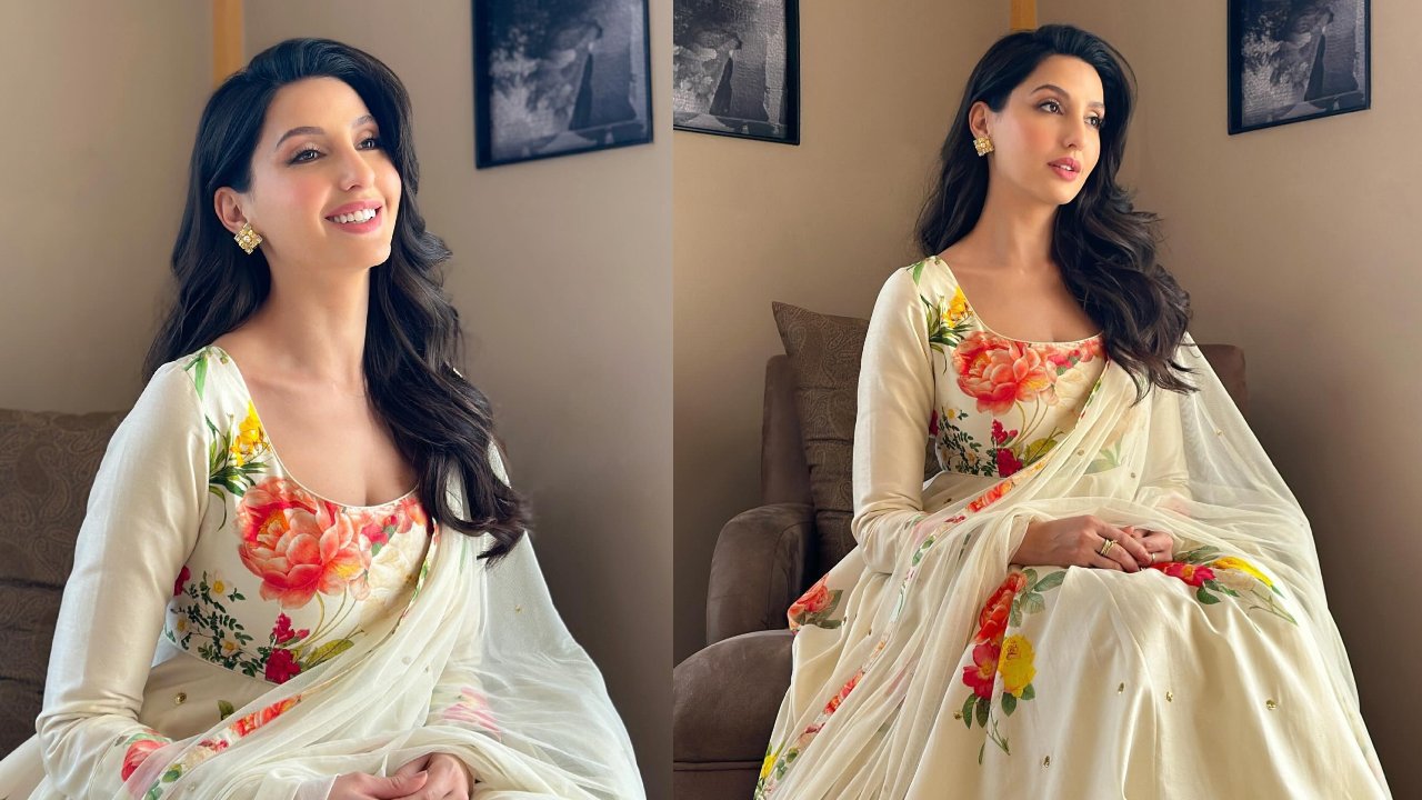 Flawless Beauty: Nora Fatehi Raises Ethnic Fashion Bar In An Ivory Printed Anarkali Set, See Pics! 888809