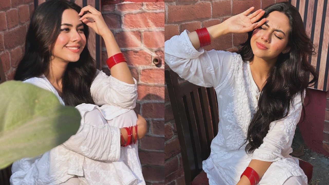 Graceful Glow: Reem Shaikh Embraces The Sunlight In A White Chikankari Kurta And Pants 889146