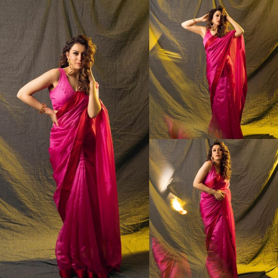Hansika Motwani Slays In Hot Pink Satin Saree With Huge Chandbaliyan, Check Out 886206