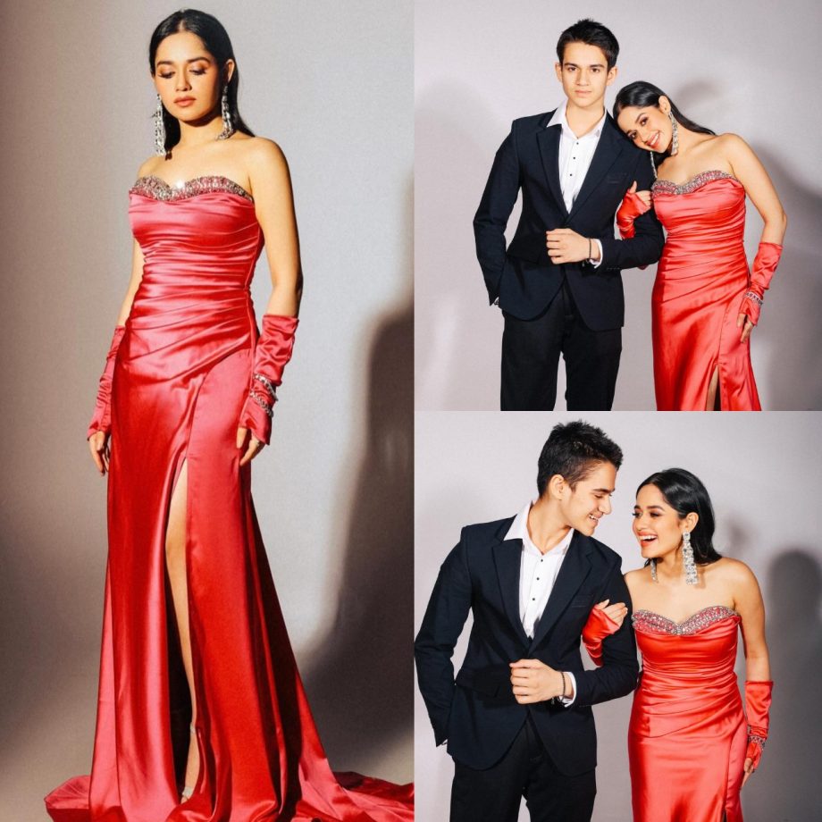 Jannat Zubair Exudes Princess Vibe In Strapless Satin Gown, Poses With Ayaan Zubair 889224