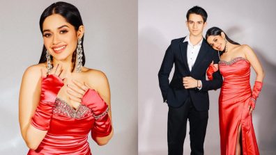 Jannat Zubair Exudes Princess Vibe In Strapless Satin Gown, Poses With Ayaan Zubair