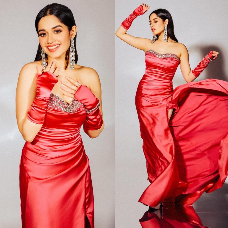 Jannat Zubair Exudes Princess Vibe In Strapless Satin Gown, Poses With Ayaan Zubair 889223