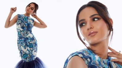 Jasmin Bhasin Channels Mermaid Magic In Blue Fishtail Gown