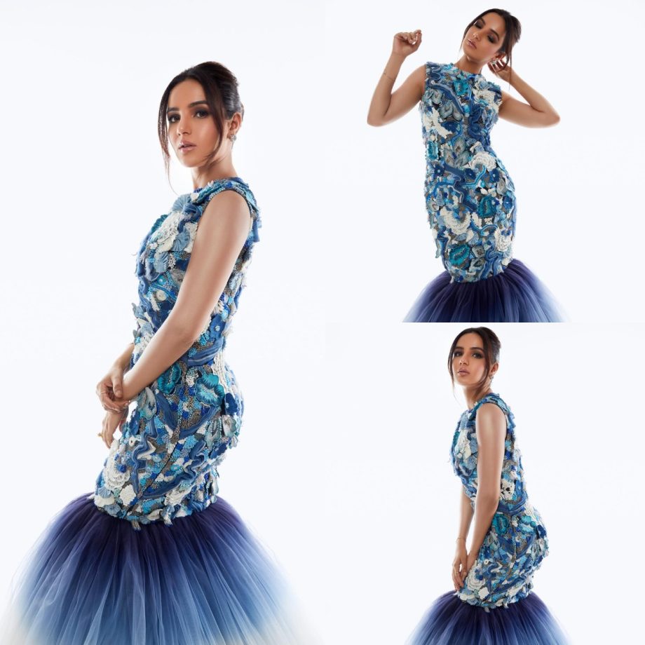 Jasmin Bhasin Channels Mermaid Magic In Blue Fishtail Gown 889447