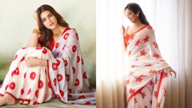 Kriti Sanon VS Janhvi Kapoor: Who Rocks Retro Look In Red-and-white Floral Saree?