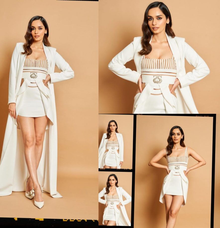 Manushi Chhillar Sets Western Trends In A White Cut-Out Dress With Long Jacket 889344