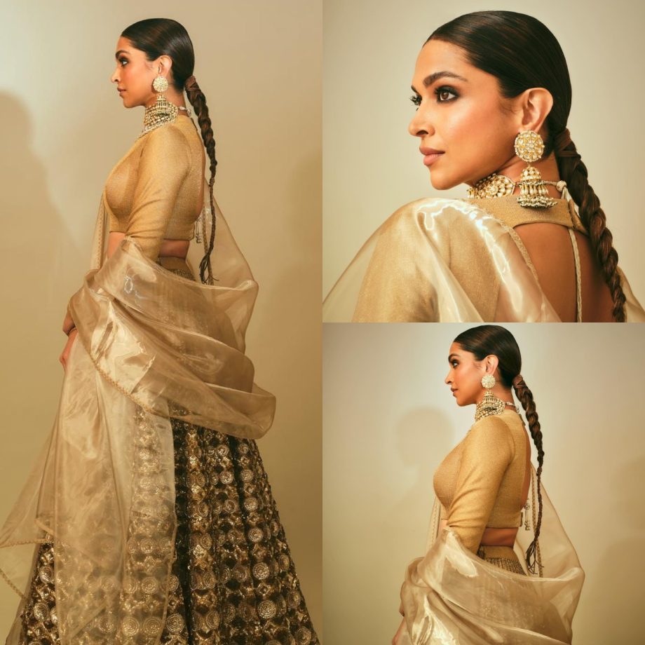 Mom-to-be Deepika Padukone Looks Elegant In Golden Lahenga, See Royal Pics 884989