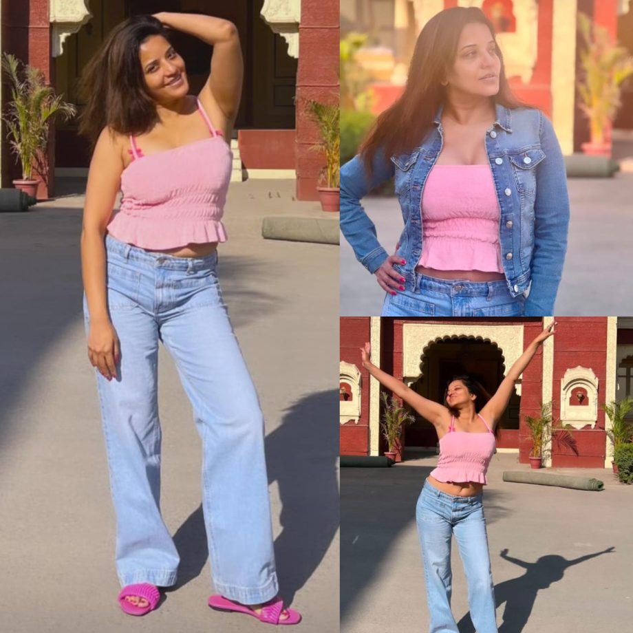 Monalisa Rocks Denim-on-denim Look With Cute Pink Top, See How 885796