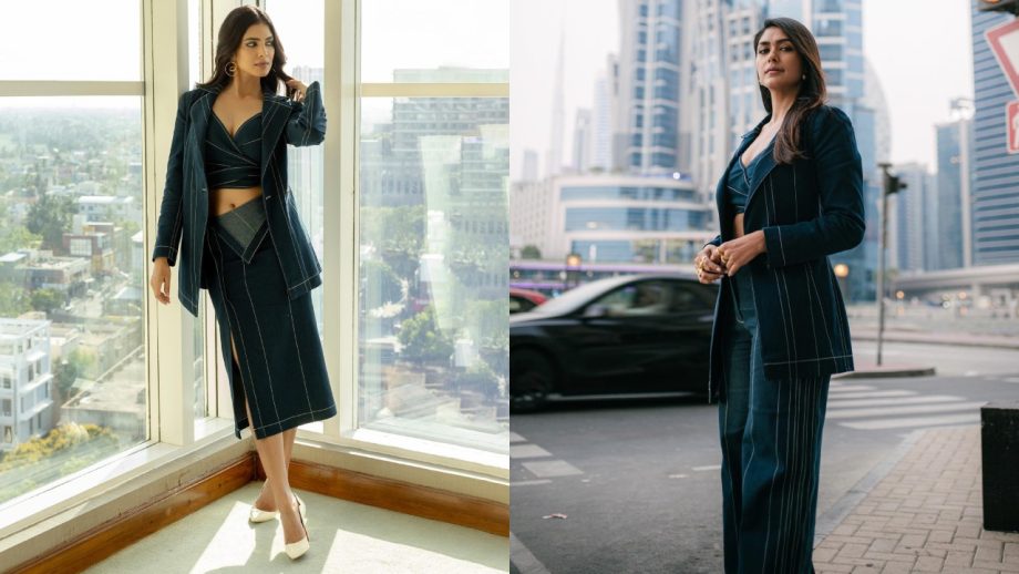 Mrunal Thakur Vs Malavika Mohanan: Who Rocks Blue Denim Asymmetric Blazer Style? 888948