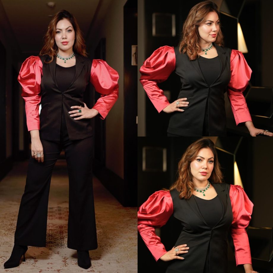 Munmun Dutta Stuns In Black Pantsuit And Playful Peach Sleeves, See How 889443
