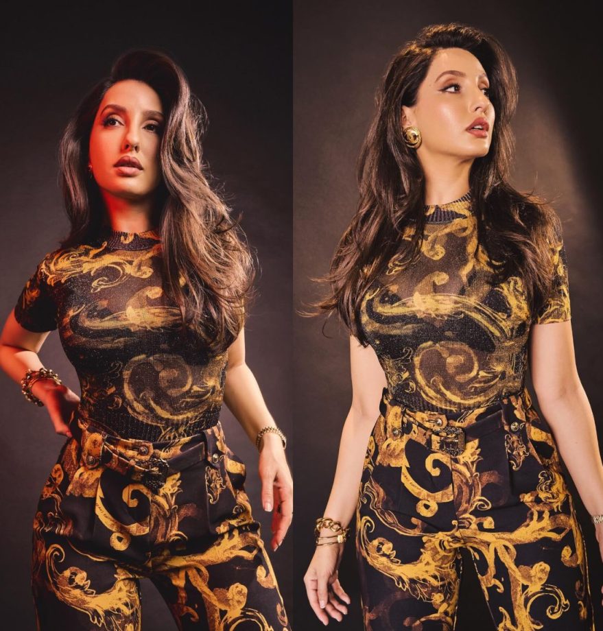 Nora Fatehi Makes A Fashion Statement In A Black And Yellow Co-Ord Set; See Photos 886337