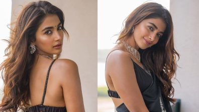 Pooja Hegde Dials Up Fashion Glam In Black And White Banarasi Saree