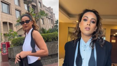 Power Play: Nia Sharma Flaunts Her Bossy Side In A Black-White Blazer And Pants, Watch!