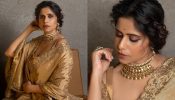 Saie Tamhankar Personifies Royal Elegance In Golden Six Yards Saree With Statement Accessories, See Photos 886203
