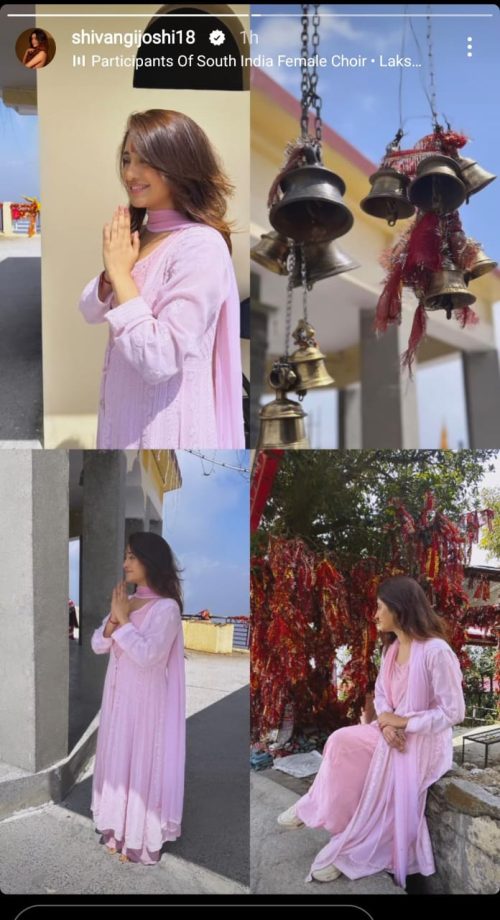 Shivangi Joshi Looks Mesmerizingly Beautiful In Pink Anarkali, Takes Blessings At Famous Temple 888539