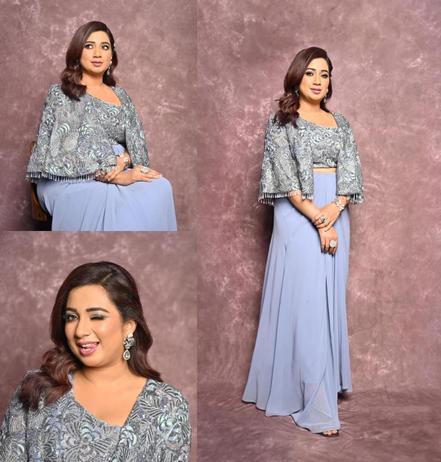 Singing Sensation: Shreya Ghoshal Channels Grace In A Silver Blouse And Blue Skirt 885662