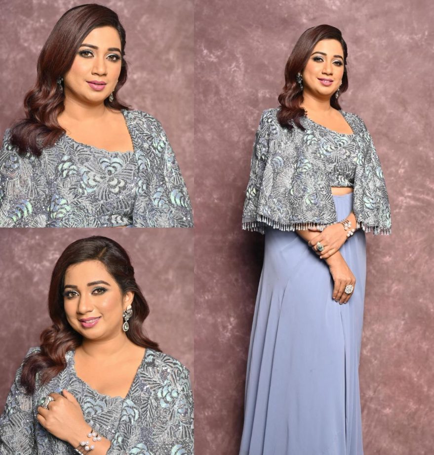 Singing Sensation: Shreya Ghoshal Channels Grace In A Silver Blouse And Blue Skirt 885661