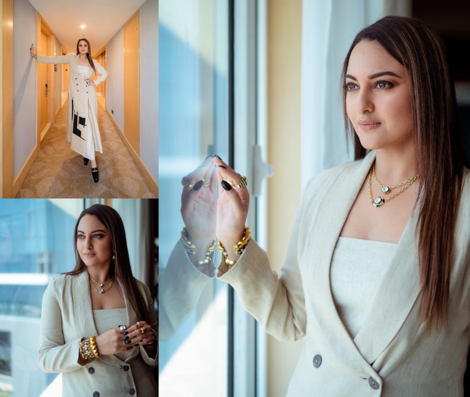 Sonakshi Sinha Takes Fashion To New Heights In A Beige And Black Maxi Dress; See Pics 886397