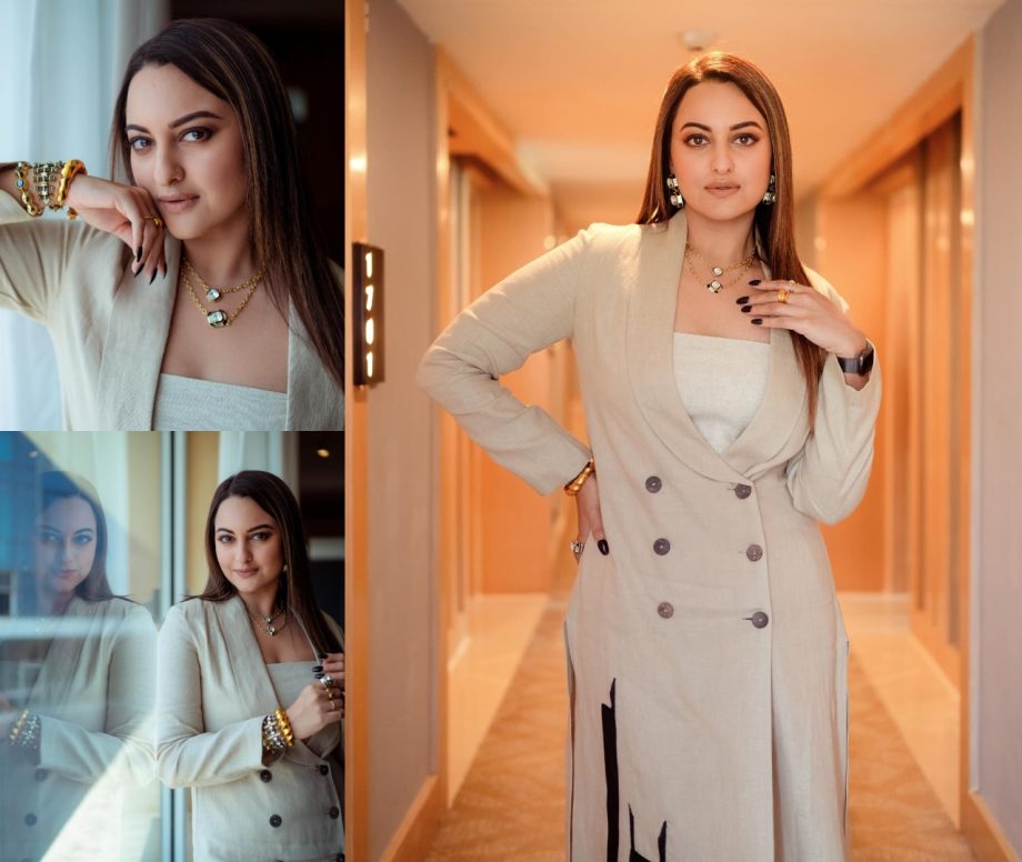 Sonakshi Sinha Takes Fashion To New Heights In A Beige And Black Maxi Dress; See Pics 886396