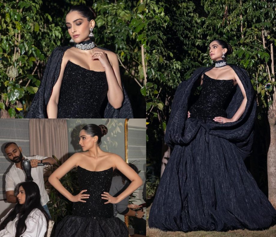 Sonam Kapoor Makes Bewitching Entry To A Party In Black Shimmery Gown 884719
