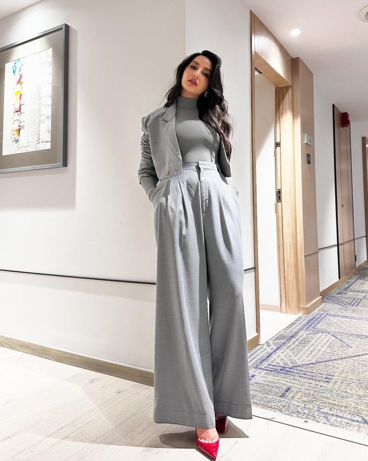 Style Alert: Nora Fatehi Nails Western Fashion Staple In A Grey Co-Ord Set 889184