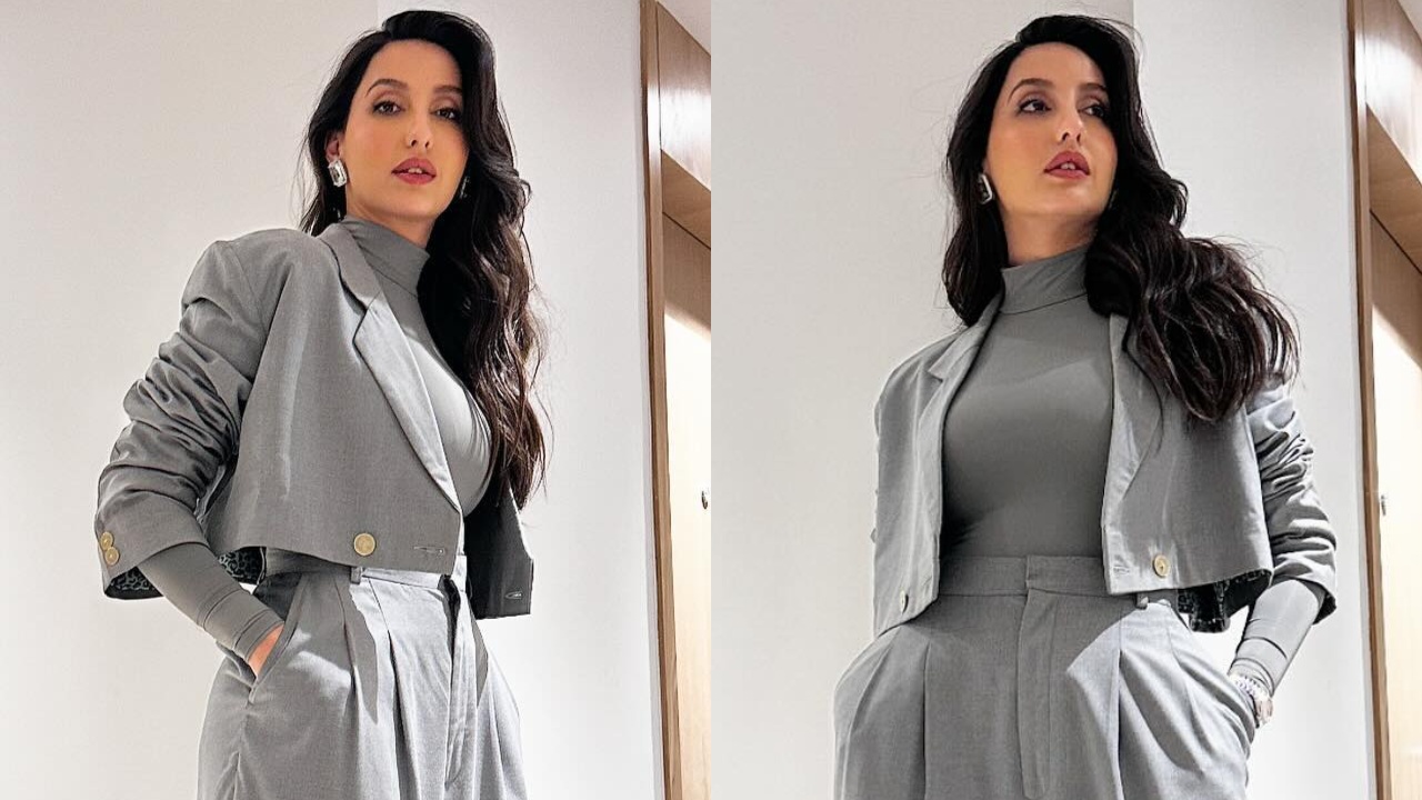 Style Alert: Nora Fatehi Nails Western Fashion Staple In A Grey Co-Ord Set 889181