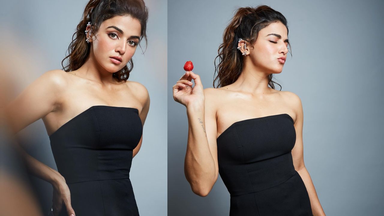 Sultry Style: Wamiqa Gabbi’s Show-Stopping Appearance In A Black And Red Slit Gown 886340