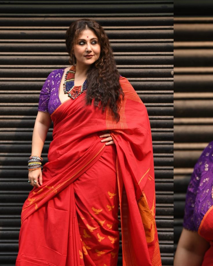 Swastika Mukherjee Elevates Ethnic Fashion In A Red And Purple Printed Saree, See Photos! 888482