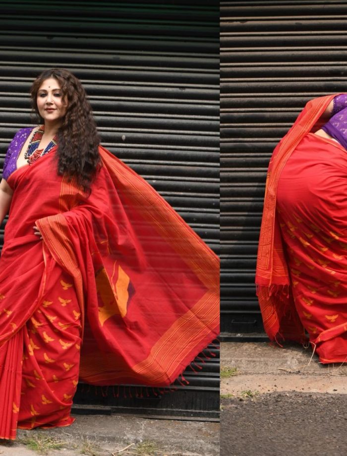 Swastika Mukherjee Elevates Ethnic Fashion In A Red And Purple Printed Saree, See Photos! 888483