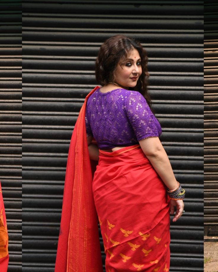 Swastika Mukherjee Elevates Ethnic Fashion In A Red And Purple Printed Saree, See Photos! 888479