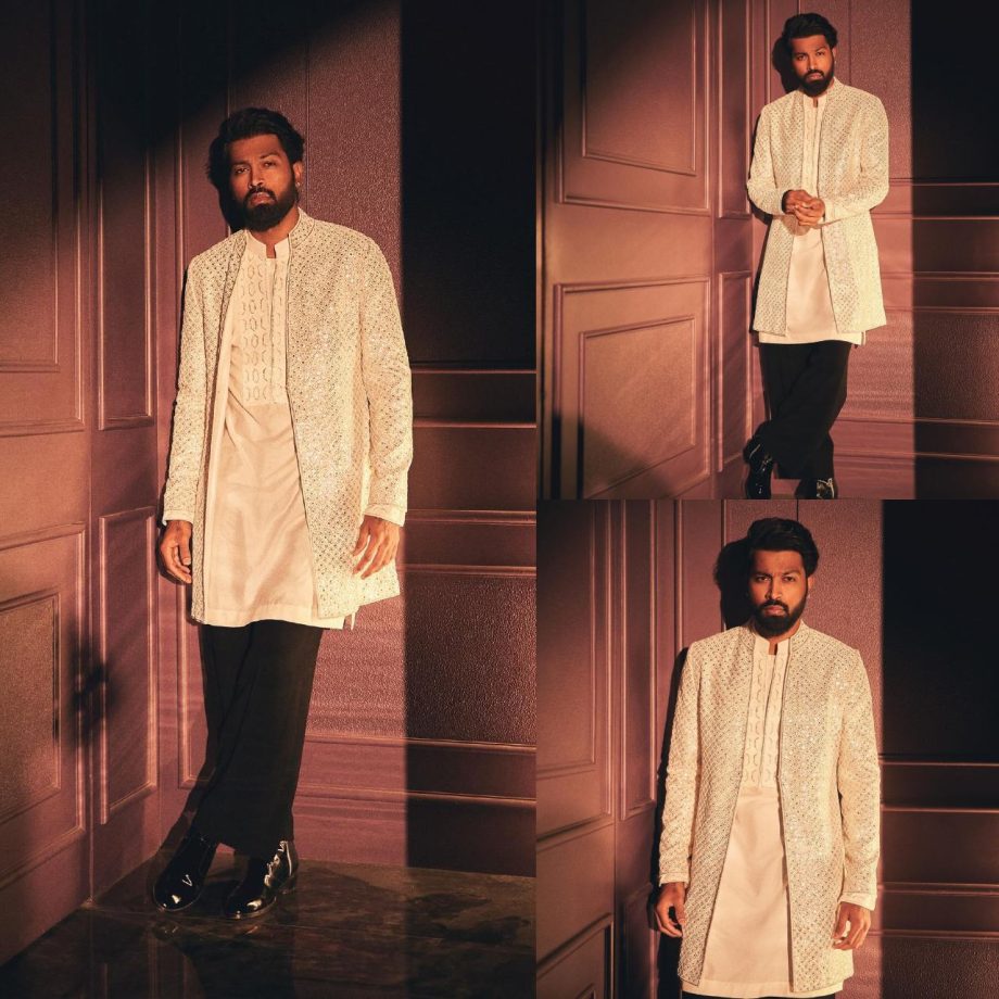 Take Cues To Rock Wedding Look Like Hardik Pandya In Ivory Sherwani & Pajama 887025