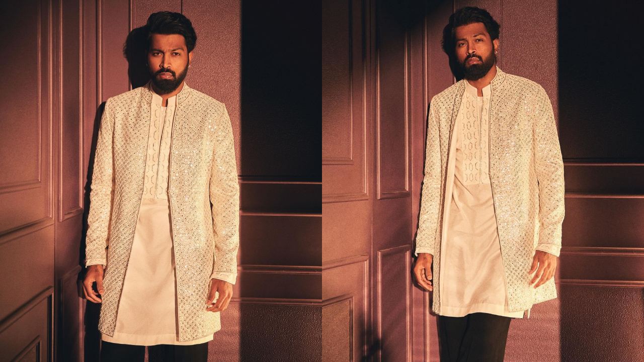 Take Cues To Rock Wedding Look Like Hardik Pandya In Ivory Sherwani & Pajama 887024