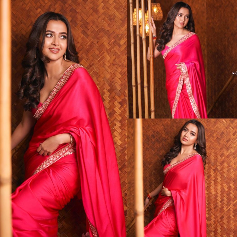 Tejasswi Prakash's Sheer Elegance In Rani Pink Silk Saree Is No Miss, See Photos 887837