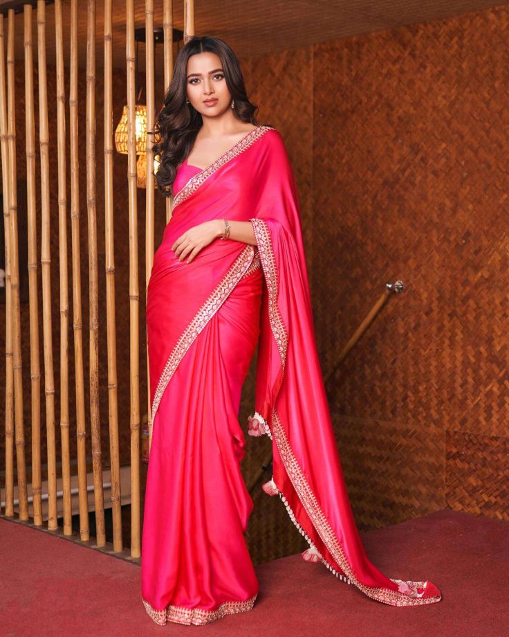 Tejasswi Prakash's Sheer Elegance In Rani Pink Silk Saree Is No Miss, See Photos 887836