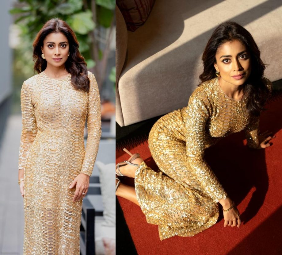 Timeless Beauty: Shriya Saran Graces The Scene In A Golden Gown; See Photos 887275