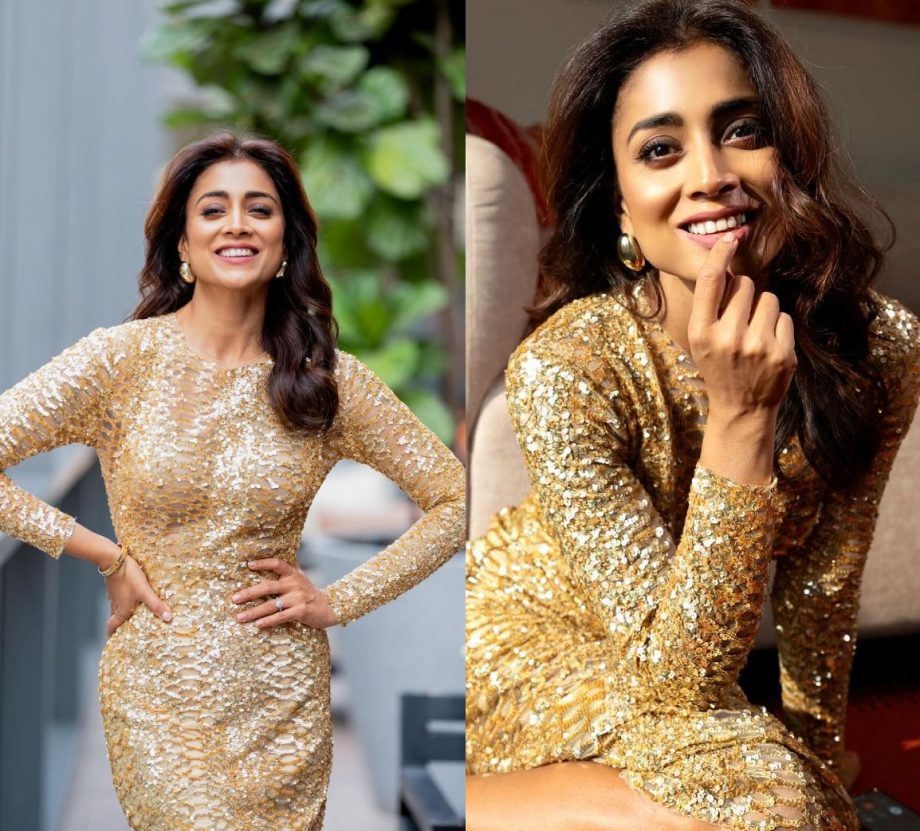 Timeless Beauty: Shriya Saran Graces The Scene In A Golden Gown; See Photos 887276