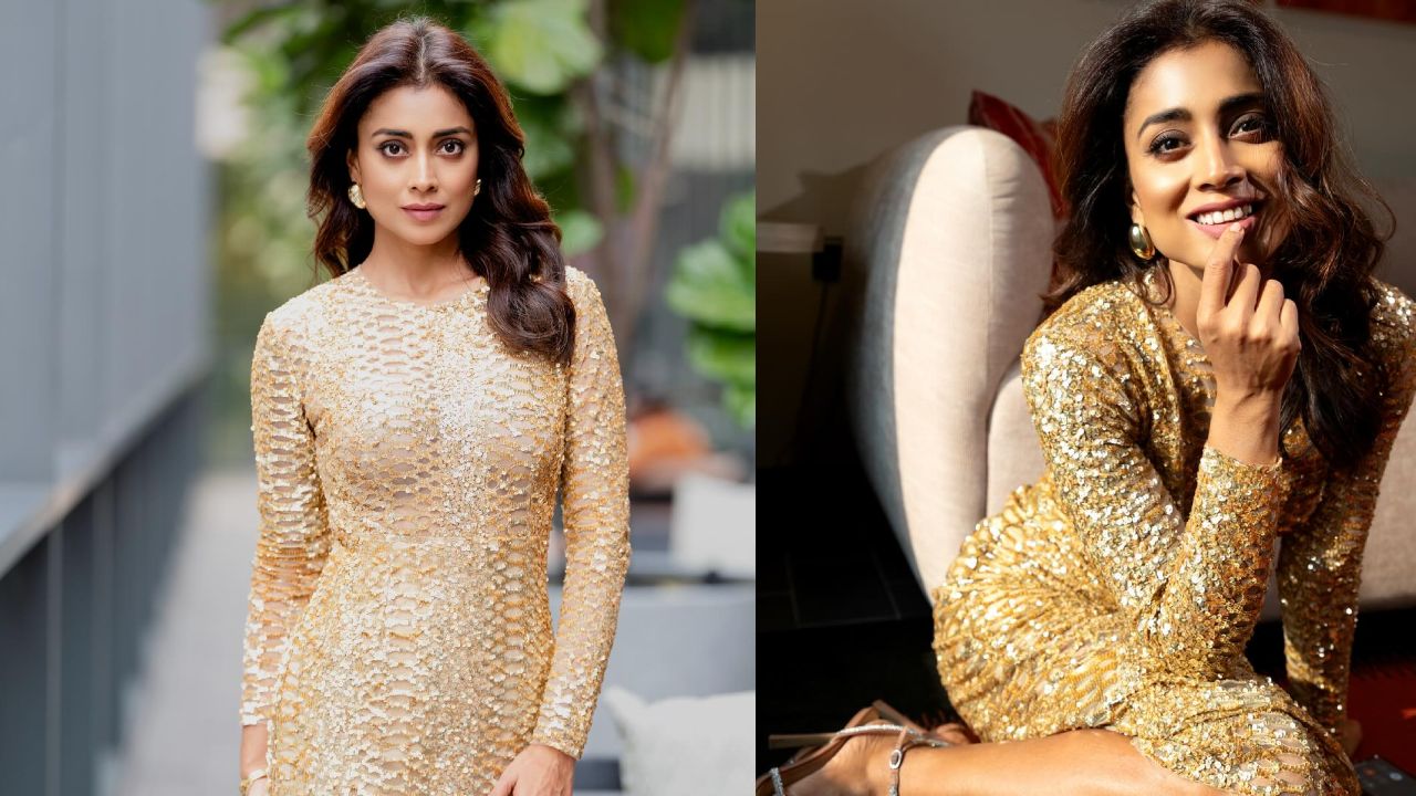 Timeless Beauty: Shriya Saran Graces The Scene In A Golden Gown; See Photos 887273