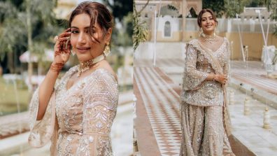 Timeless Beauty: Surbhi Chandna Grabs Our Attention In A Beige And Silver Gharara Set At Chooda Ceremony; Check Now!