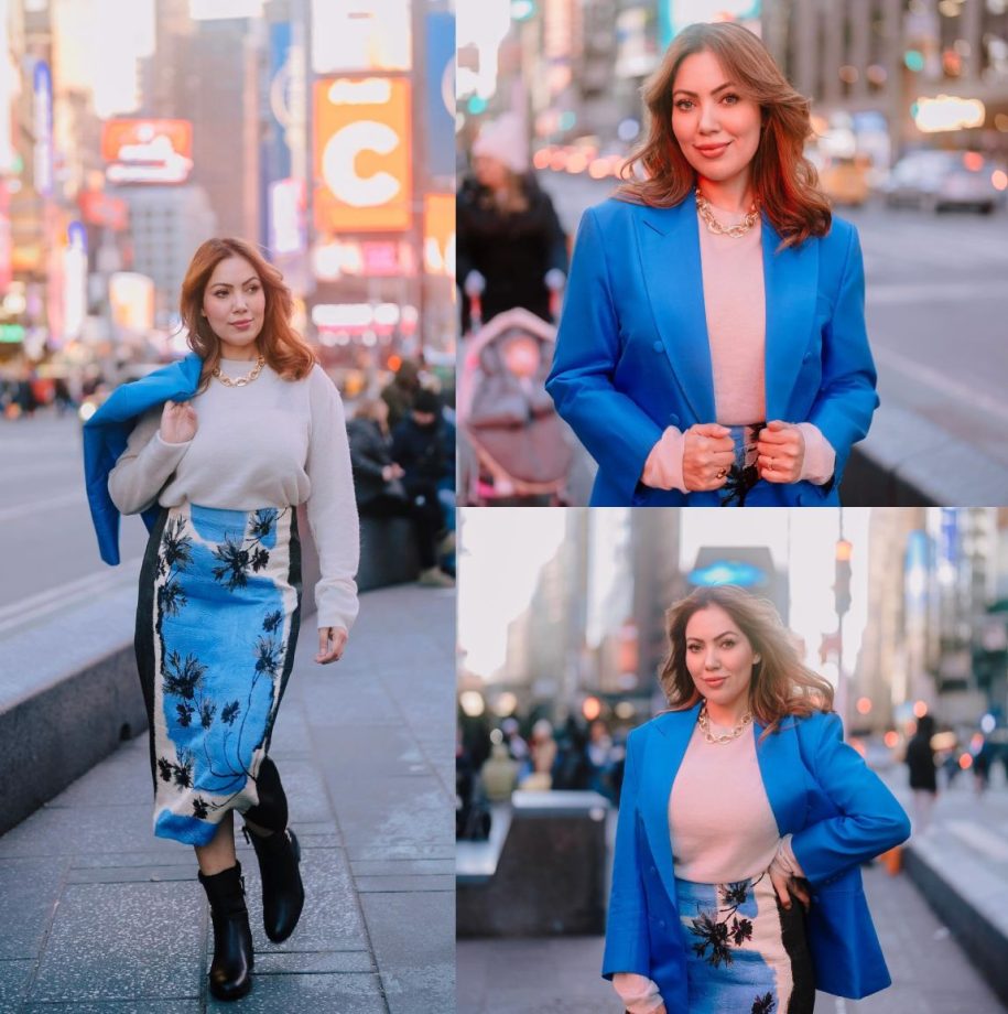 Vibe Check: Munmun Dutta Gives Bossy Look In Blue Blazer And Printed Skirt 885062