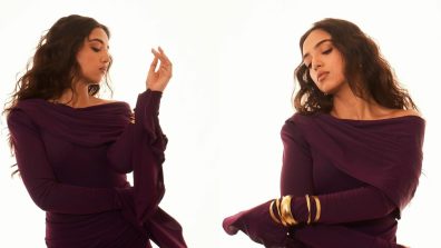 Ahsaas Channa Stuns in a Purple One-Shoulder Gown, Flaunting a Hot Curvy Physique with Elegance!