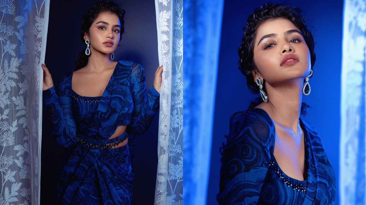 Anupama Parameswaran’s Timeless Beauty In A Captivating Blue And Black Printed Saree 890428