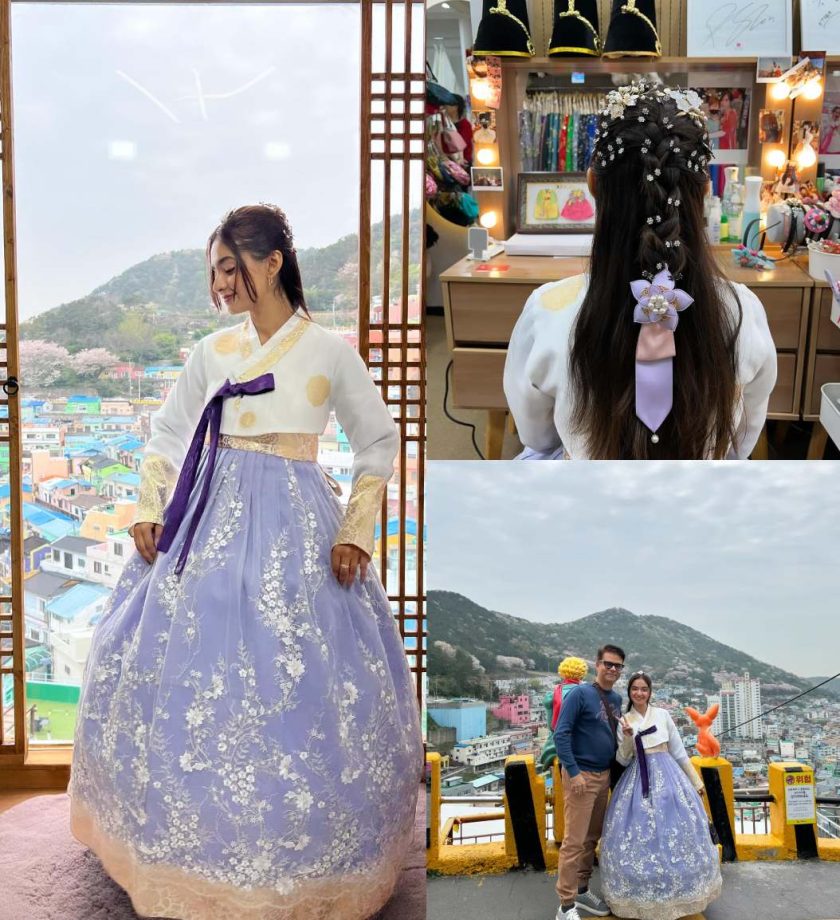 Anushka Sen Embraces K-drama Vibes In An Elegant White And Purple Hanbok Dress 890549